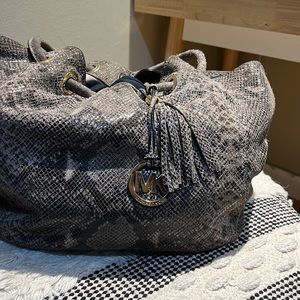 Michael Kors Phyton Snake Skin Leather Satchel Hobo Bag